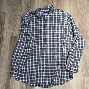 Men’s Simply Styled XXLT button down shirt, black white blue